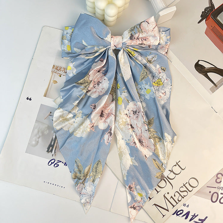 Wholesale Retro Camellia Red Big Bow Long Floating Hair Clip